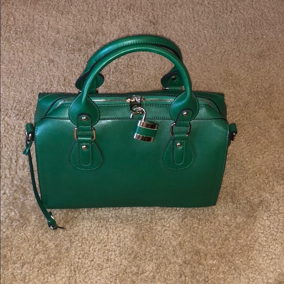 GREEN TOP HANDLE PURSE - Picture 1 of 8